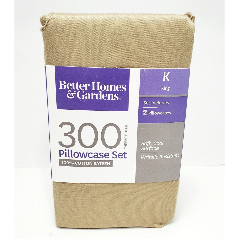 Better Homes & Gardens King Pillowcase Set 100% Cotton 300 Thread Count New